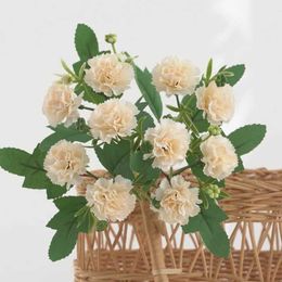 Decorative Flowers Wreaths Silk Hot selling Artificial Flower Lilac Carnation Wedding Bridal Bouque Christmas Wreaths Home vase garden Decoration DIY gift