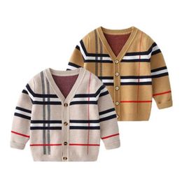 Sets Childrens Winter Warm Top 2-8Y Boys Long sleeved Sweater Knitted Gentleman Spring Autumn Cardigan Baby Q240508
