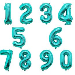 Party Decoration 32Inch Sea Blue Number Balloon 0 1 2 3 4 5 6 7 8 9 Digit Balloons KidsBirthday Theme Celebrate Jungle Boy