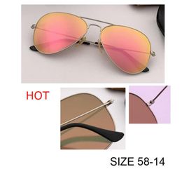 top quality Aviation Sunglass Women Brand Designer Pilot mirror lens Sunglasses flash sun glasses Female Men 55 58 62 size reflect2954421