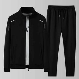 Men's Tracksuits 2024 Spring and Autumn Sports Shirt Mens Sports Pants Set Two Black Sports Clothes Hip Hop Street Clothing Running Sports ClothesL2405