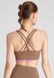 Дизайнер Lul Yoga Outfit Sport Bras Women High Support Cross Back Fitness Protness Nude Sportseard Wired Women Absorption Absorption Bra Bra