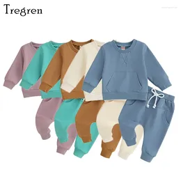 Clothing Sets Tregren 0-3Y Toddler Baby Boys Girls Pants Suit Fall Winter Long Sleeve Sweatshirt Elastic Waist Sweatpants 2pcs Clothes