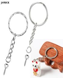 50pcs Silver Screw Pin Key Chains with Open Jump Ring Chain Extender Eye Pins Split Keyring Jewellery Making Findings1573331