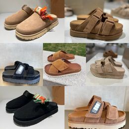 2024 Designer Flax brown Sandals Outdoor Sand beach Rubber Slipper Fashion Casual Heavy-bottomed buckle Sandal leather sports sandals