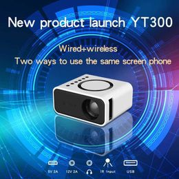 Projectors YT300 LED compatible with Android iOS portable mini outdoor projector built-in speaker and audio port J240509