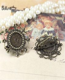 BoYuTe New Product 20Pcs Round 12MM Cabochon Brooch Base Antique Bronze Plated Vintage Diy Jewellery Accessories5546518