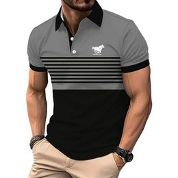 Men Clothes Summer Fashion Stripe Polo Shirt Casual Tops 240430