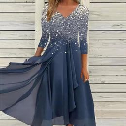Casual Dresses Women's Dress Long Sleeved Fashion Chiffon Stitching Colour Skirt Spring Summer Swing For Women