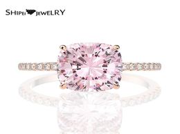 Shipei 925 Sterling Silver Radiant Pink Greated Moissanite Diamonds Gemstone Wedding Fine Jewelry Engagement Rose Gold Rings J01125167617