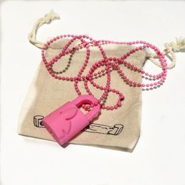 24FW High quality lock resin colored pendant necklace CH fashionable retro street hip-hop men's and women's accessories