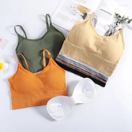 Camisoles & Tanks Seamless Bras Women Sports Bra Gym Running Push Up Bralette Padded Vest Elastic Brassiere Fitness Underwear Top