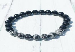 MG0437 2019 Mens Energy Bracelet Natural Snowflake Bracelet Top Grand 8 mm Black Tourmaline Protection Bracelet3486465