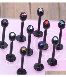 16 Ga Labret With FiveGem Balls Lip Ring Labret Ring Body Jewelry Mixing Colors 2Rvxj5741722