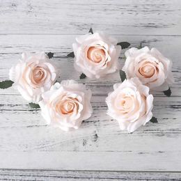 Decorative Flowers Wreaths big rose head artificial flowers large roses heads silk flower head 5pcs DIY home wedding craft supplies decoration accessories