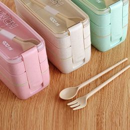 Lunch Boxes Bags 3 Layer Lunch Box Healthy Material Lunchbox for Kids Bento Box Microwave Safe Food Container with Handle Free Shipping 900ML
