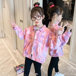 Jackets Tie Dye Denim For Girls Fashion Outerwear Teens Coat Spring Autumn Children Clothing Birthday Gift 4-12 Years