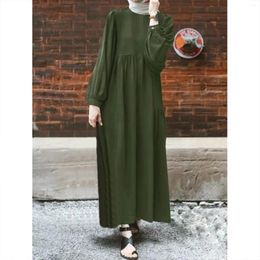 Casual Dresses Muslim Maxi Dress Abaya Femme Solid Colour Robe For Women Islamic Dubai Ramadan Eid Mubarak Prayer Clothes Modesty Kaftan