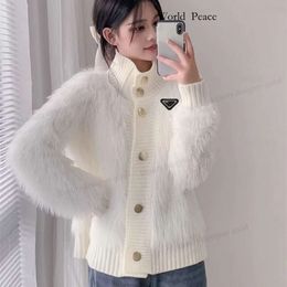 Inverted Triangle Sign Paradd Women Sweater Luxury Brand Knitted Cardigans Sweater Pink Hounds Tooth Knit Long Sleeve Oversized Jumpe 4896