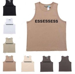 ESS Mens Tank Top T Shirt Trend Brand Three-dimensional Lettering Pure Cotton Lady Sports Casual Loose High Street Sleeveless Vest Top EU Size S-XL High Quality 4354