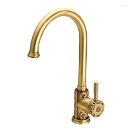 Bathroom Sink Faucets One Hole Commercial Luxury Brushed Gold Face Basin Tap Faucet Set
