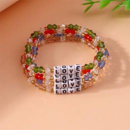 Charm Bracelets 4Pcs/Set Handmade Love Heart Beads Bracelet For Teens Girls Kids Friendship Party Holiday Jewelry Gift