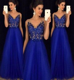 2018 Royal Blue Dress Floor Length Strapless Formal Dresses Dress With Shining Beading Vestido De Festa8936890