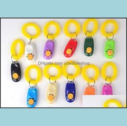 Dog Training Obedience Supplies Pet Home Garden Button Clicker Sound Trainer With Wrist Band Aid Guide Click Tool Dogs 11 Colors 13902945