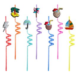 Disposable Plastic Sts Summer Theme Themed Crazy Cartoon St With Decoration For Kids Supplies Birthday Party Favours Drinking Decoratio Otlal