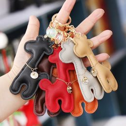 Exquisite Leather Keychain Giraffe Deer Dog Pendants DIY Women Men Handbag Bag Car Key Chain Ring Holder Keyring Jewelry Gift 240509