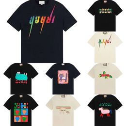 T-shirts Men's t Brand Designer Tees Rainbow Mushroom Letter Print Short Sleeve Tops Cotton Loose Men Casual Summer Women Shirt S-XL