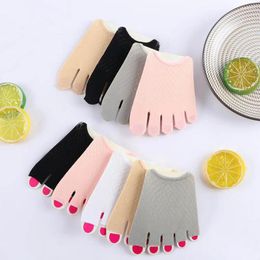 Women Socks Invisible Elastic Non-slip Summer Half Palm Cotton Sock Slippers Open Toe
