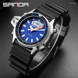 Wristwatches SANDA Electronic Clock Sport Men's Watch Casual Style Watches Men Military Quartz Wristwatch Man Relogio Masculino