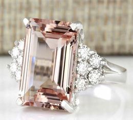 Wedding Rings Fashion Women 925 Silver Morganite Ring Engagement Jewellery 6107088677