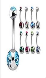 triple gem belly ring press fit body piercing Jewellery body Jewellery 60pcslot mixed 12 color3106344