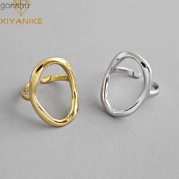 Couple Rings Xiyanike Silver Irregular Hollow Open Ring for Female Couples Fashion Simple Geometry Party Jewelry Gifts WX