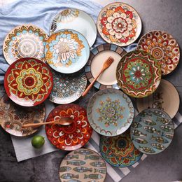 Ceramic Dishes Creative Personality Hand-Painted Plate Western Steak Plate Pasta Plate Household Dishware Cutlery 30 Styles Optional 316K