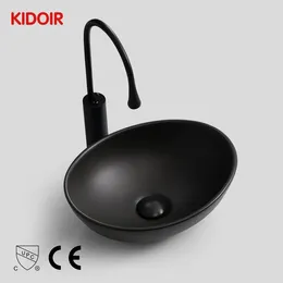 Bathroom Sink Faucets Kidoir Countertop Cabinet Table Top Wash Basin Round Ceramic White And Black Floating Vanity Single