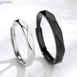 Couple Rings 1 pair of black and white Lozenge couple rings open ring mens adjustable finger ring romantic lovers anniversary jewelry gift WX