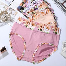 Women's Panties Flower Print Underwear Cotton Plus Size Briefs Girl Ladies Lingeries Panty Sexy Underpants For Female