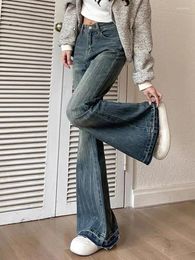 Women's Jeans Winter Fashion Slim Fit Casual Retro Blue American YK2 Unique Office Pocket Basic Women Flare Pants