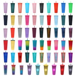 Multi Colored travel 24oz Durian Straw Blank Acrylic Tumblers Waffle grid disco venti Reusable cold cups matte Studded Tumbler with lid and straw