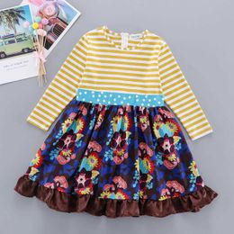 Girl's Dresses Preschool Girls Dress Long sleeved Mesh Princess Dress Printed Children Girls Party Dress Elegant Set A453L2405