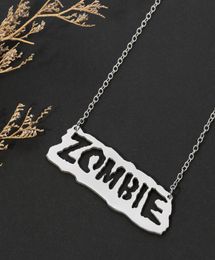 Pendant Necklaces Creative Zombie Letter Hollow Necklace Men039s Hip Hop Punk Style Stainless Steel Rapper Costume Jewelry Tren3894919