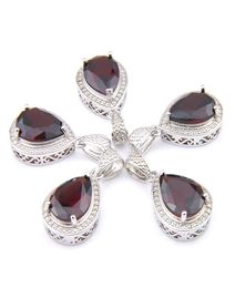 Mix 5 Pieces Pendants Luckyshine Shine Teardrop Shape Red Garnet Gemstone 925 Silver Pendant Necklaces P12967070035