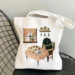 Shopping Bags Canvas Tote Bag Shopper Women Designer Handbags 2024 Girl Fashion Casual Large Capacity Animal Printing Shoulder