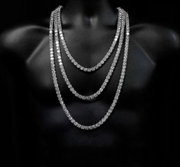 New Hip Hop Tennis Chain Necklace For Men Jewellery Gold Silver Iced Out Chain Tennis Necklace a026400906