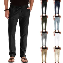 Men's Pants Elastic Waist Zip Adjustable Drawstring Men Casual Straight Streetwear Man Trousers Y2k Clothes Work Wear Pantalones