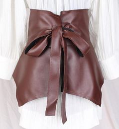 Belts Ultra Wide Cummerbunds Women Skirt Peplum Belt Selftie Knotted Waistband Corset PU Leather Ruffle Solid Color8741851