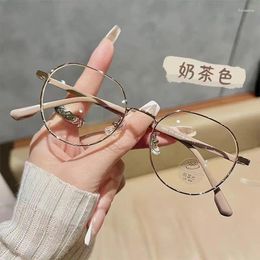 Sunglasses Frames Milk Tea Colored Glasses For Myopic Women Can Be Paired With A Natural Color Display Whitening Small Face Flat Light And